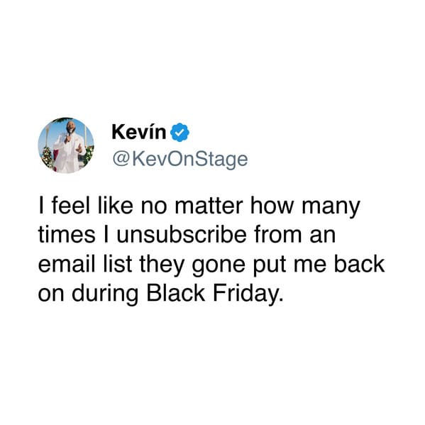 A tweet from Kevin